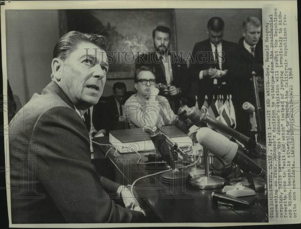 1968 Gov. Ronald Reagan at News Conference in Sacramento, CA-Historic Images