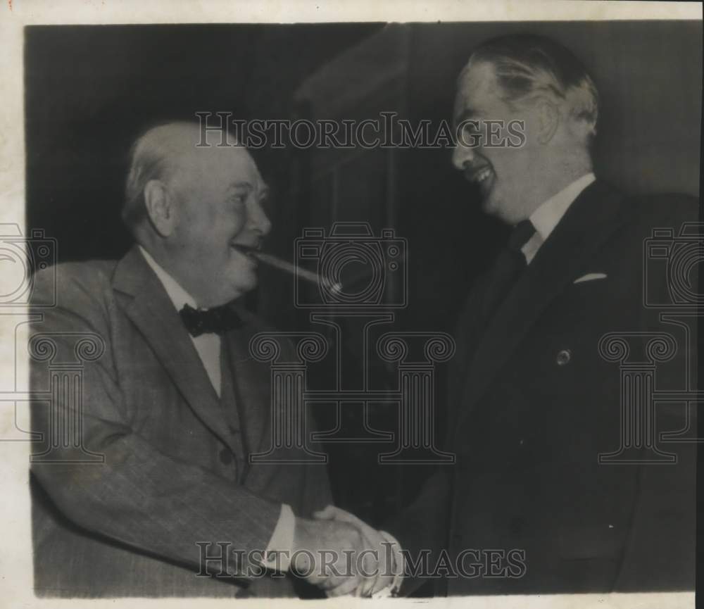 1955 Winston Churchill Shakes Hands with Anthony Eden at 10 Downing-Historic Images