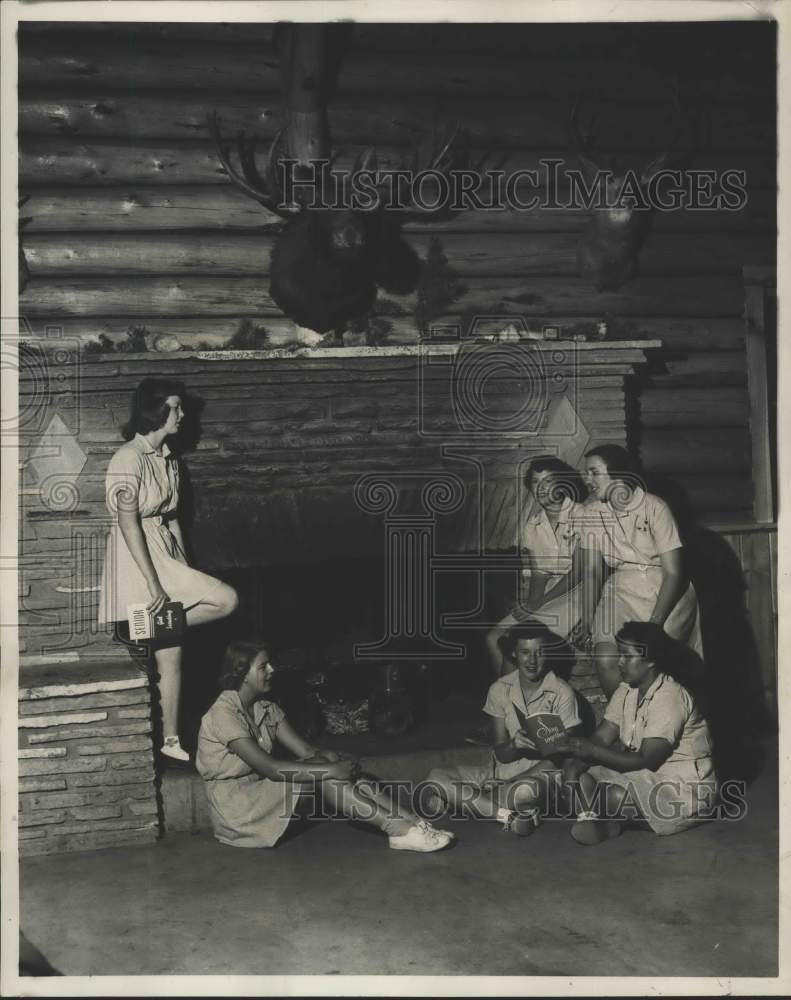 1951 All-States Girl Scout Troops Gather Around Evening Campfire-Historic Images