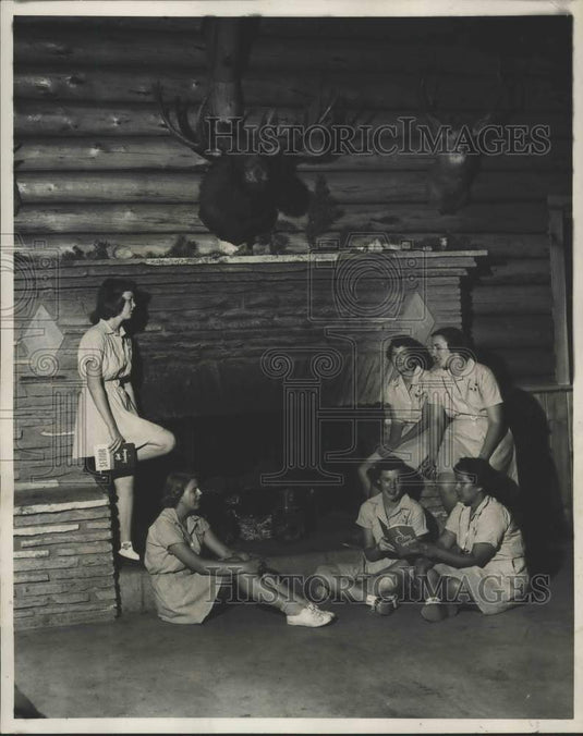 1951 All-States Girl Scout Troops Gather Around Evening Campfire-Historic Images