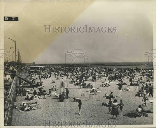 1961 View of Sun Worshippers at Steeplechase Pool in Coney Island NY-Historic Images