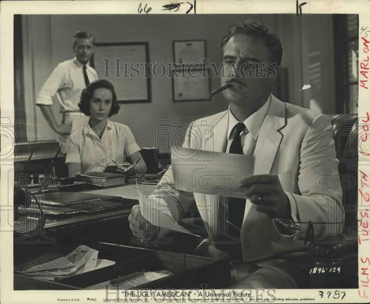 1963 Marlon Brando, Arthur Hill & Frances Helm In The Ugly American-Historic Images