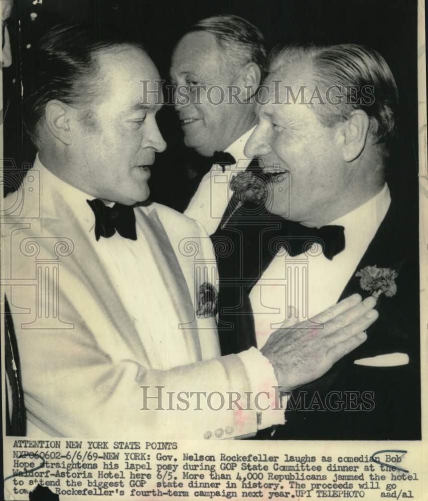 1969 Nelson Rockefeller &amp; Bob Hope at GOP State Dinner in New York-Historic Images