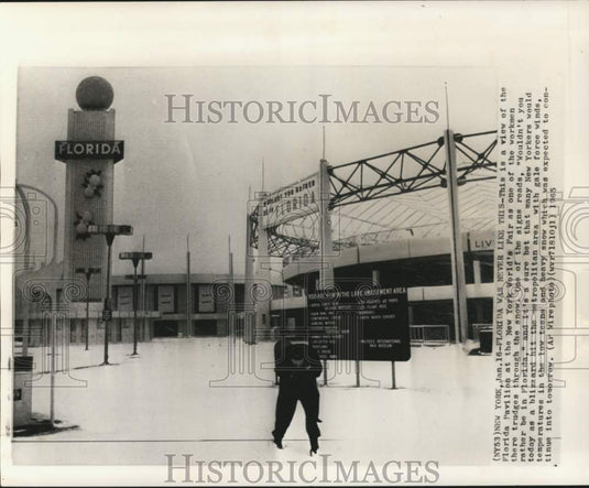 1965 Florida Pavilion At New York World's Fair Covered In Snow-Historic Images