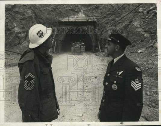 1964 Tom Rhone & Sergt. Peter Reny At Entrance To NORAD In Colorado - Historic Images