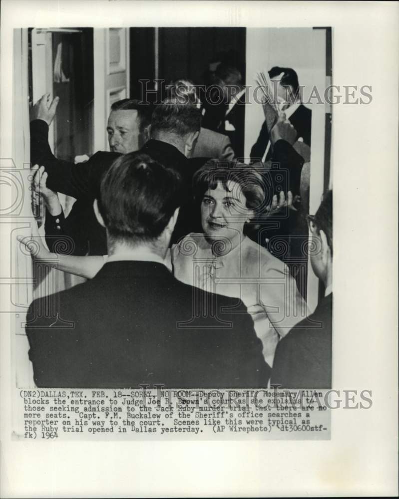 1964 Deputy Rosemary Allen Blocks Entrance of Trial in Dallas, TX - Historic Images