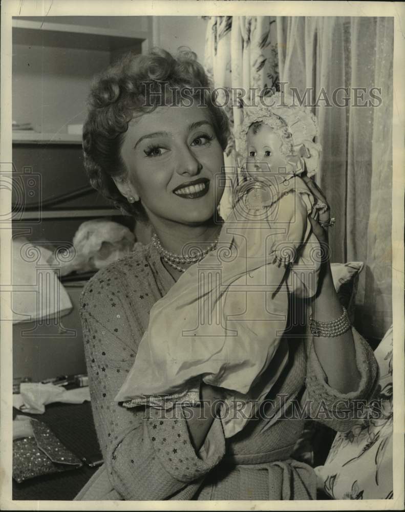 1950 Celeste Holm and prize winning doll at screen benefit show-Historic Images