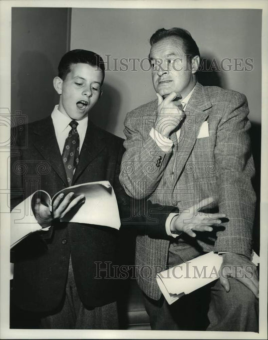 1954 Comedian Bob Hope watches as son rehearses for "Bob Hope Show"-Historic Images
