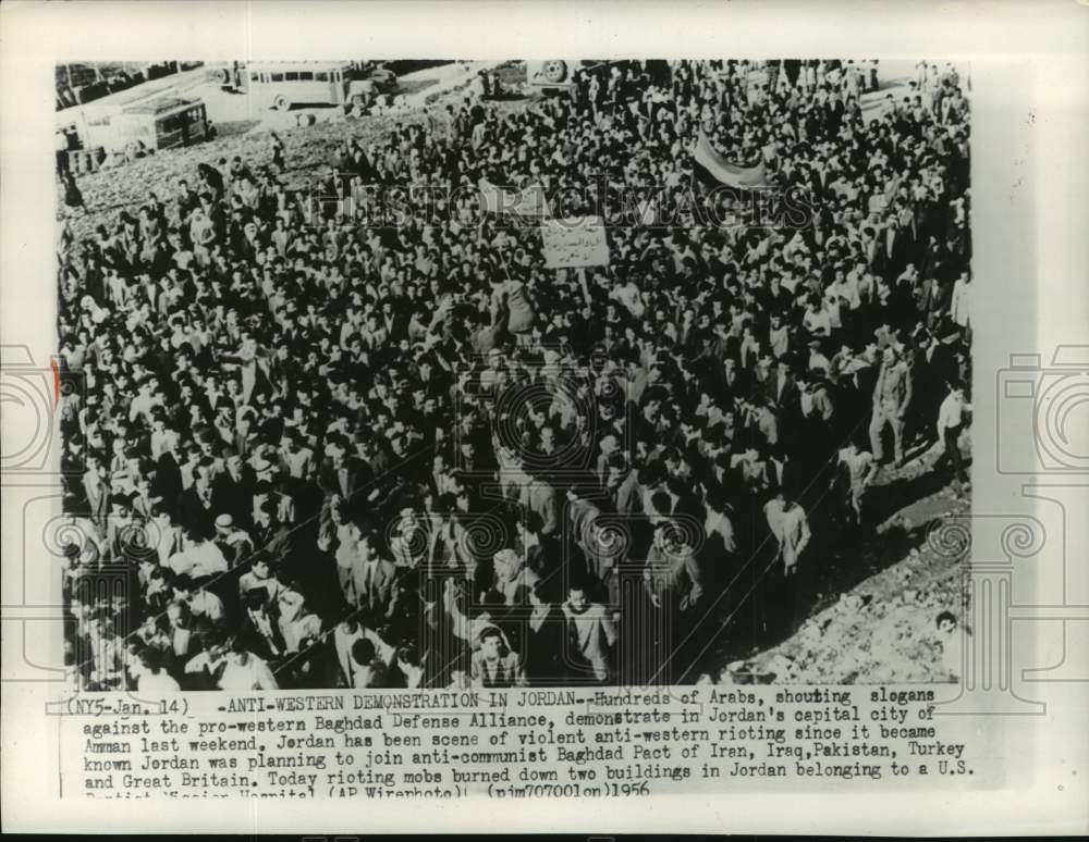 1956 Arab Protesters In Amman Against Baghdad Defense Alliance-Historic Images