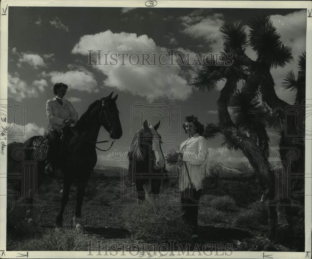 1953 Horseback riding at the desert of Las Vegas Nevada-Historic Images