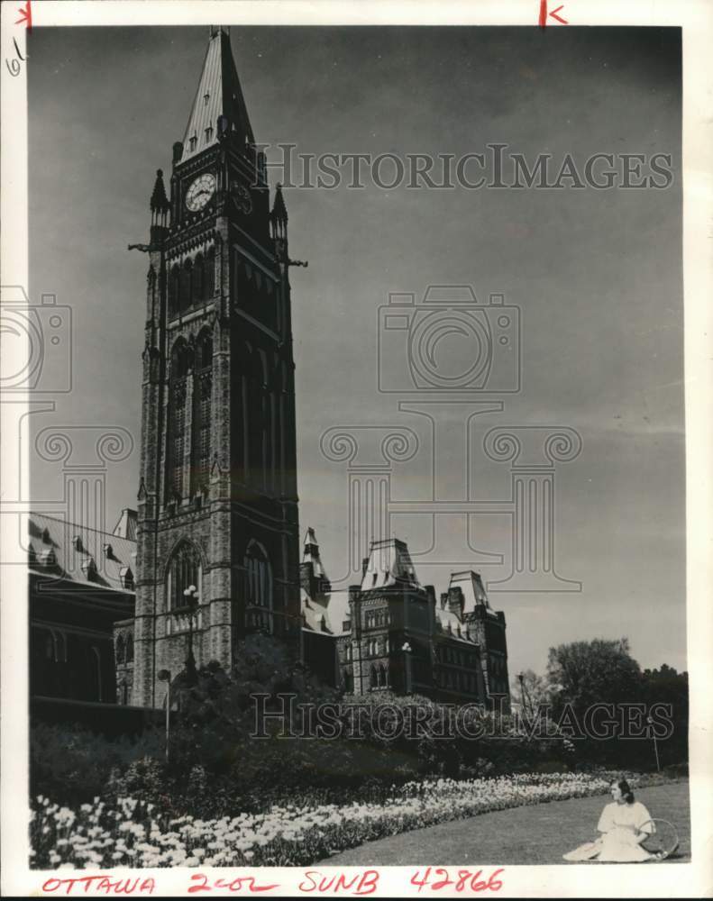 1967 Annual tulip festival at Peace Tower  in Ottawa Canada-Historic Images