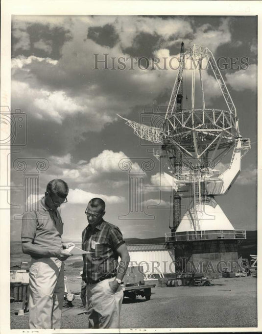 1966 Bill Nelson & Howard Gamble View Framework of Dish Antenna-Historic Images