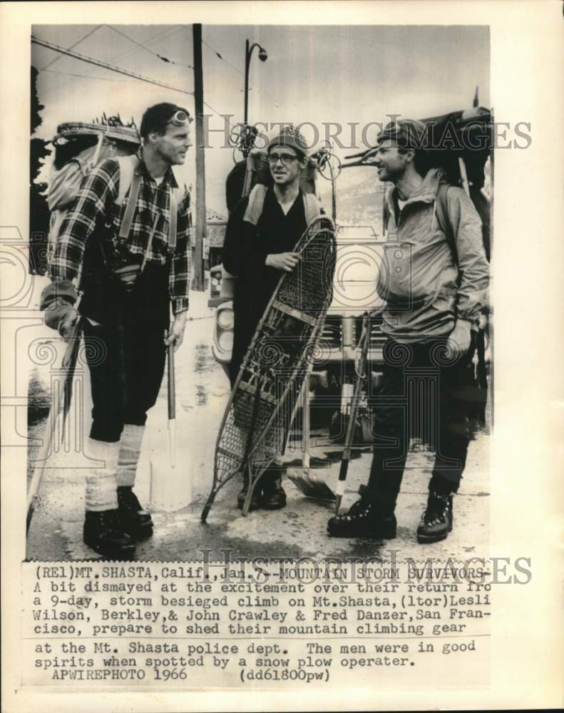 1966 Mt.Shasta survivors are Berkley Wilson,John Crawley,Fred Danzer-Historic Images