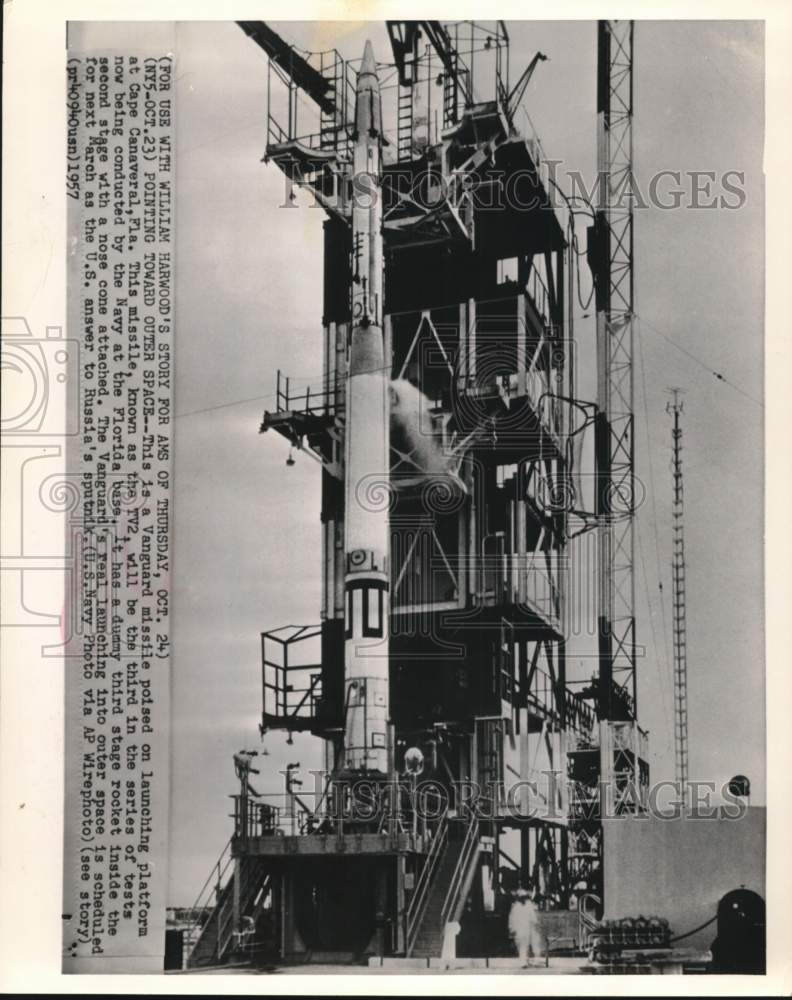 1957 Vanguard missile on the Cape Canaveral launch pad, Florida-Historic Images