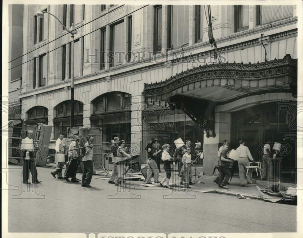 1954 Workers of Majestic Furniture Move Items Across 6th Ave Seattle-Historic Images