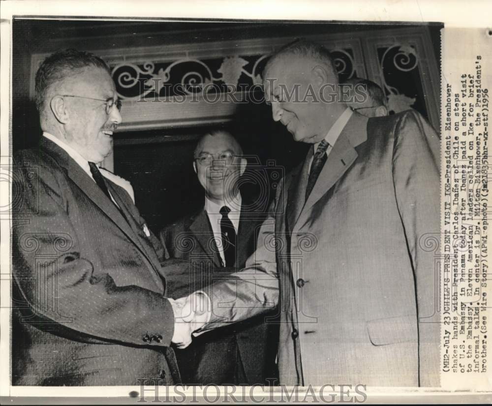 1956 Chile&#39;s head Carlos Ibanez visits President Eisenhower-Panama-Historic Images