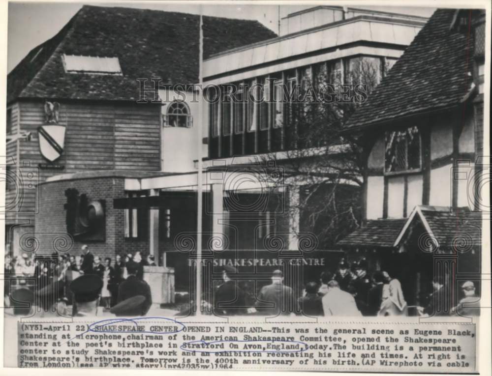 1964 Press Photo Opening of Shakespeare Center in Stratford Upon Avon, England- Historic Images