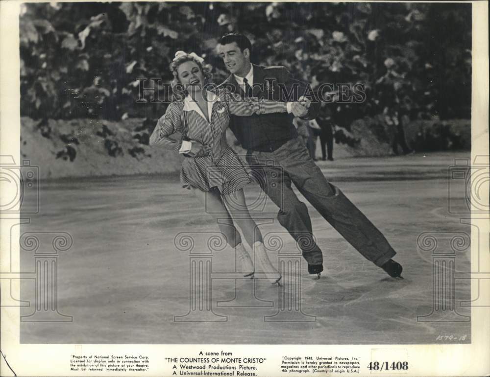 1948 Press Photo Sonja Henie &amp; Michael Kirby in &quot;The Countess of Monte Cristo&quot; - Historic Images