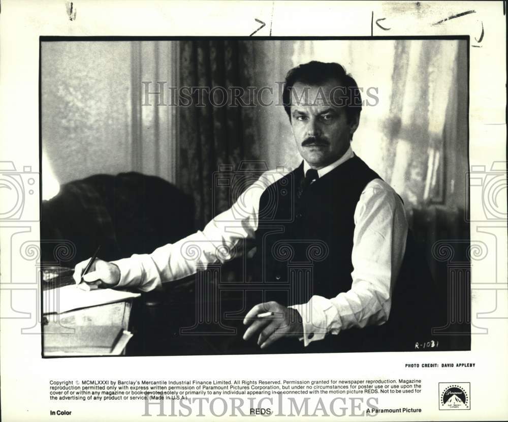 1981 Press Photo Jack Nicholson stars in the film &quot;Reds&quot; - lrx78055- Historic Images