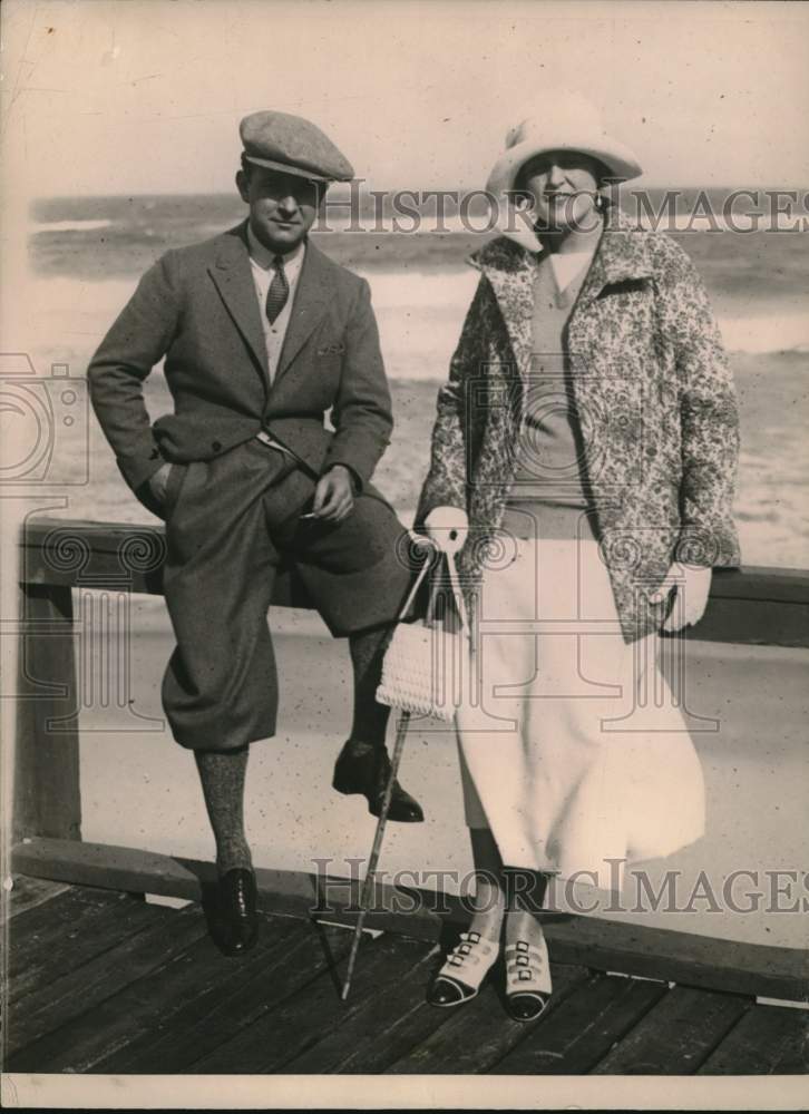 1924 Press Photo Captain Ernest F. Ingraham &amp; Wife, Visit Palm Beach, Florida- Historic Images