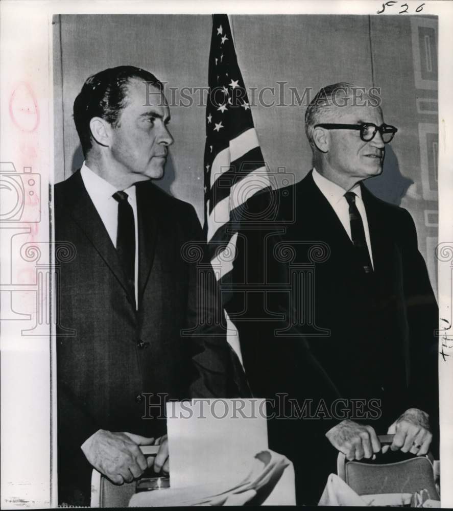 1965 Press Photo Richard Nixon, Barry Goldwater at a dinner in Phoenix, Arizona- Historic Images