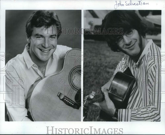 1986 Press Photo collage of singer John Sebastian -- Now & Then - lrx84379- Historic Images