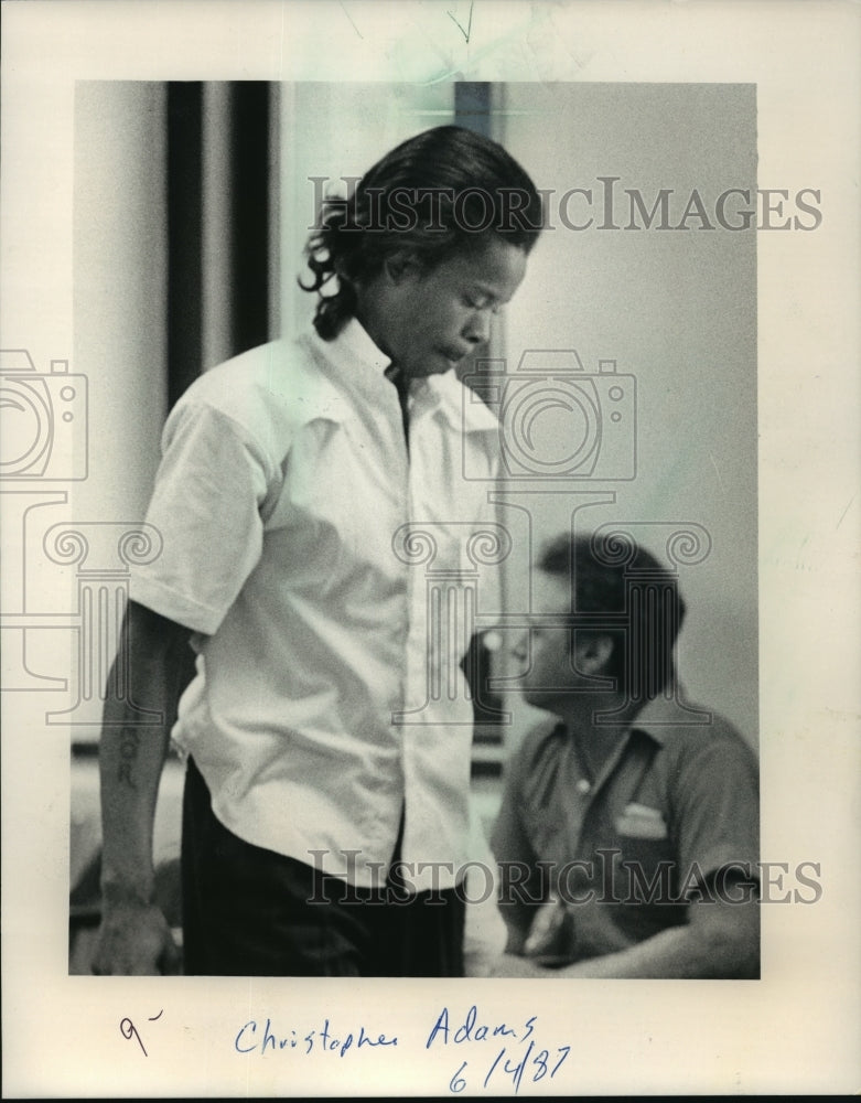 1987 Press Photo Christopher Adams to appear at hearing for robbery charges - Historic Images