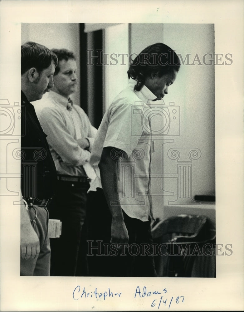 1987 Press Photo Christopher Adams in County Jail on felony charges - mja00631 - Historic Images