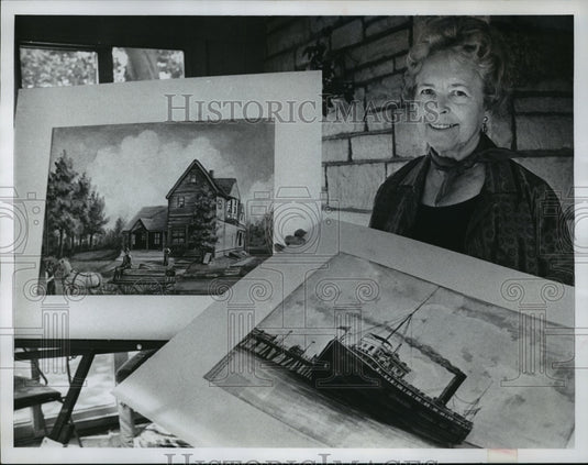1976 Press Photo Mercedes Ballam depicts the early days of Whitefish Bay - Historic Images
