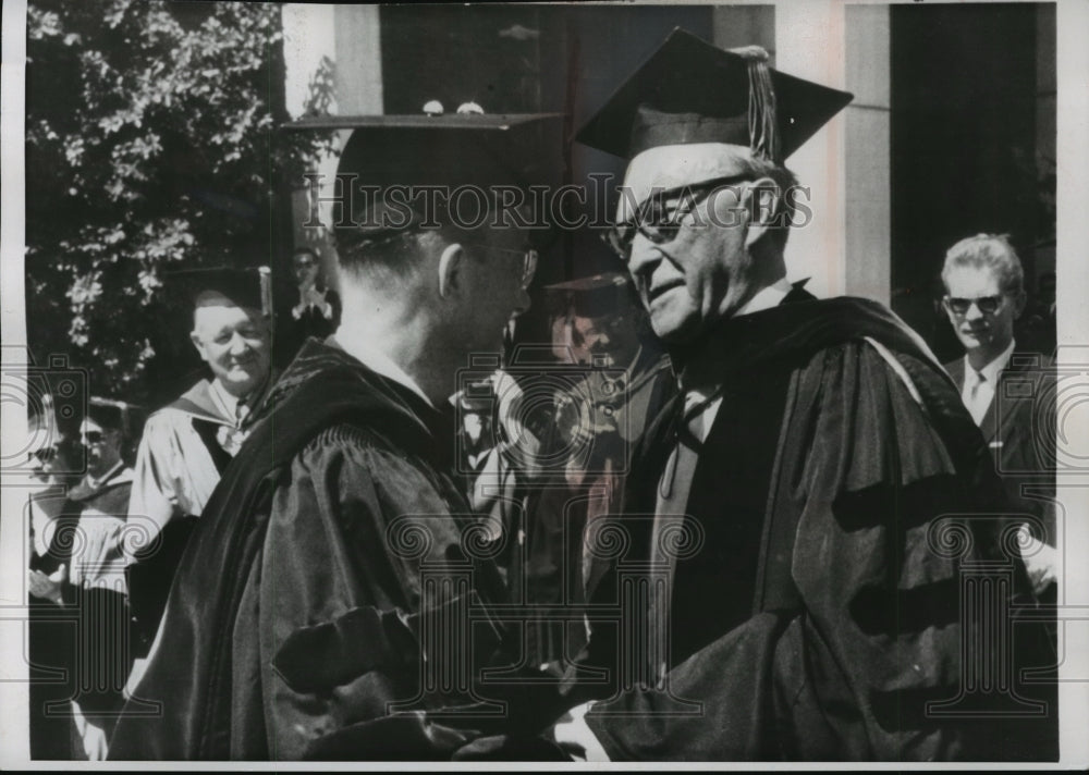 1960 Press Photo West German Chancellor Kondrad Adenauer received an degree - Historic Images