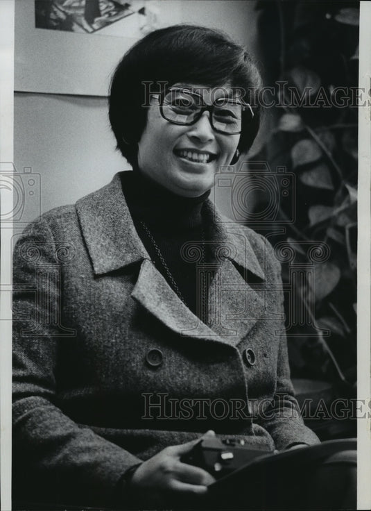 1978 Press Photo Mrs. Kobo Abe came to Milwaukee to see her husband's play - Historic Images