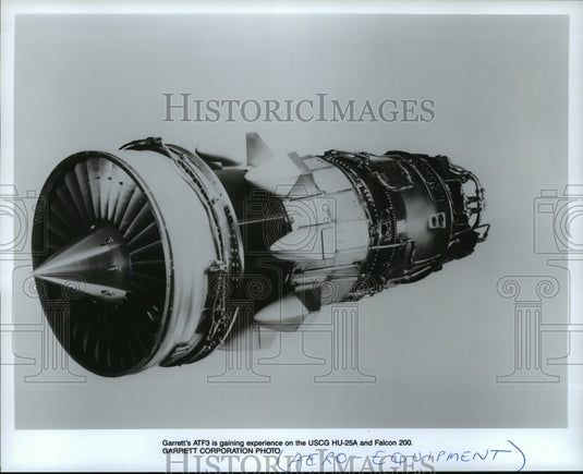 1985 Press Photo Garrett's ATF3 is gaining experience on the USCG HU-25A - Historic Images