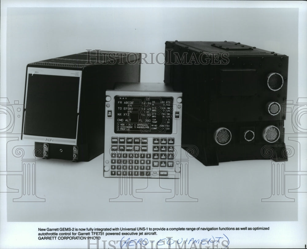 1985 Press Photo New Garrett GEMS-2 is now fully integrated with Universal UNS-1 - Historic Images