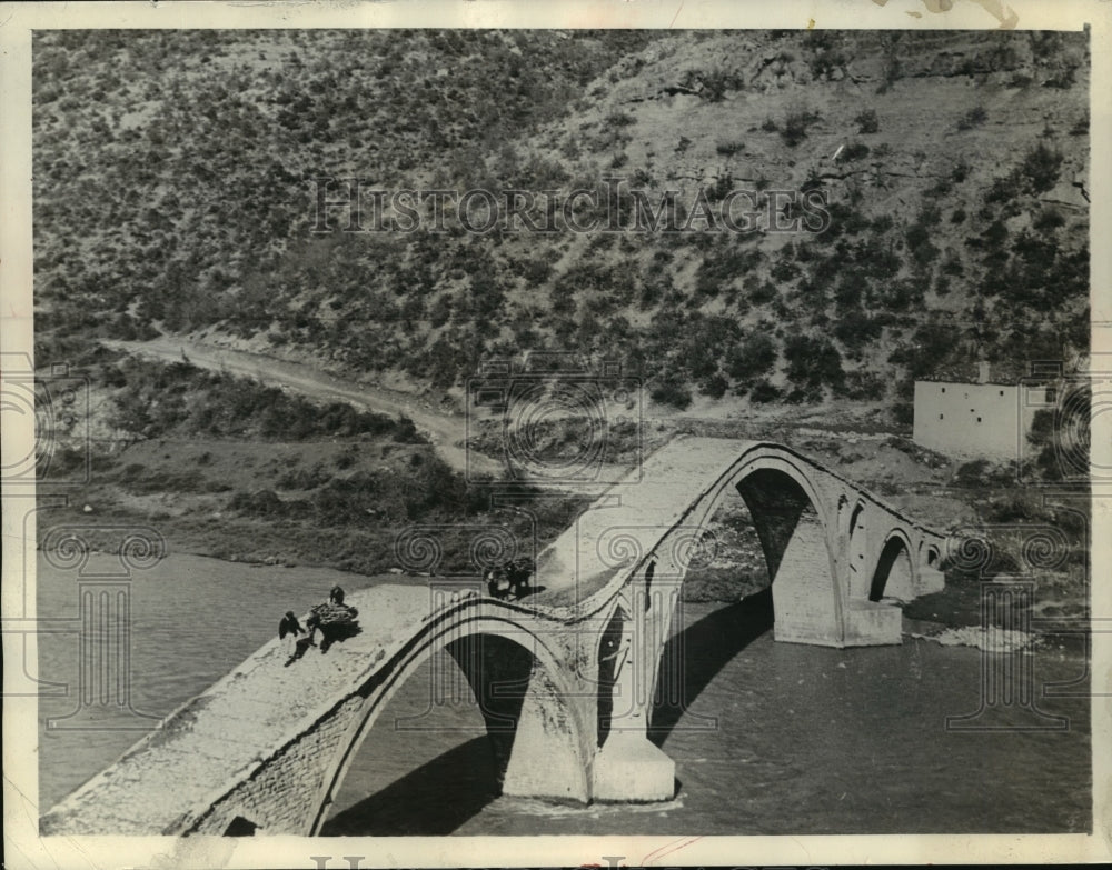 1935 Press Photo Old Turkish stone bridge in northern Albania - mja04546 - Historic Images