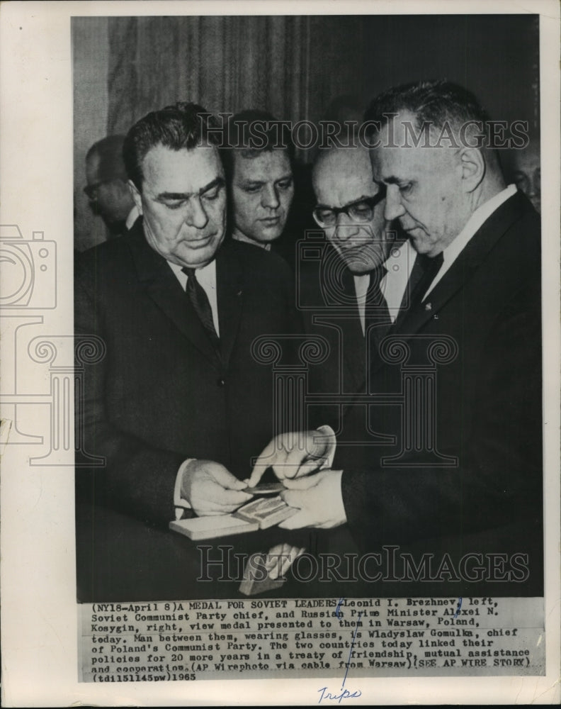 1965 Press Photo Leonid I. Brezhnev & Russian Prime Minister Alexei N. Kosygin-Historic Images