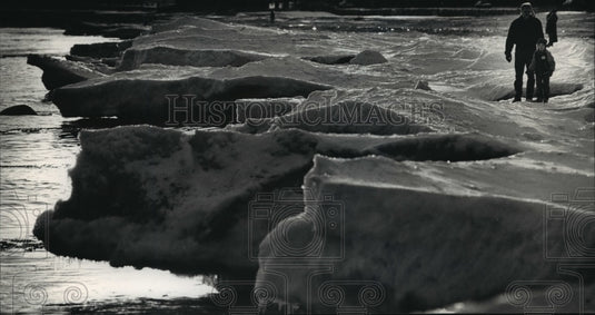 1989 Press Photo Bradford Beach area of Lake Michigan during winter - mja07218 - Historic Images