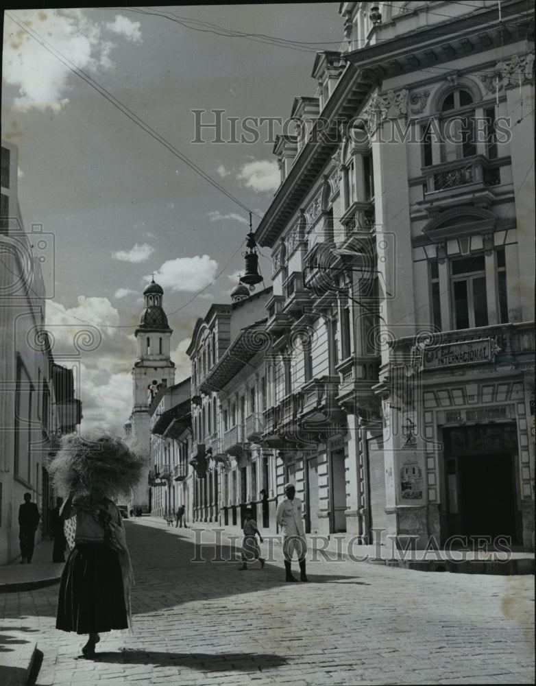 1950 Press Photo View from down main street of Cuenca, Ecuador - mja07737-Historic Images