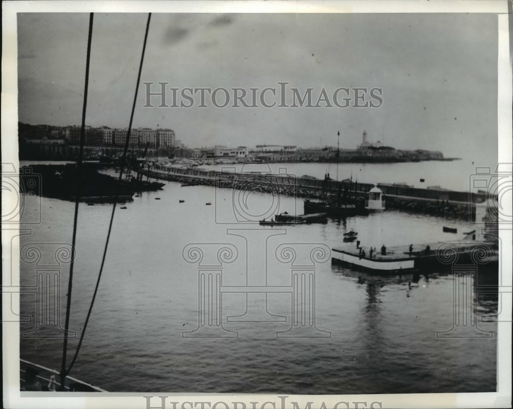 1942 Harbor of Algies showing US landing forces met strongest enemy-Historic Images