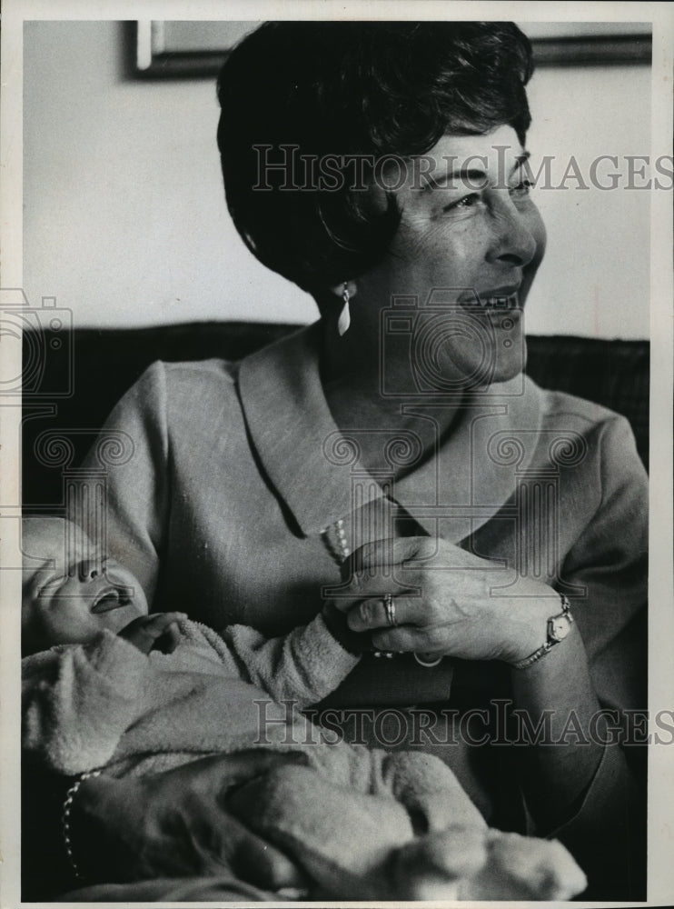 1969 Mrs John Anick held 6 week old Kathleen Rigden  - Historic Images