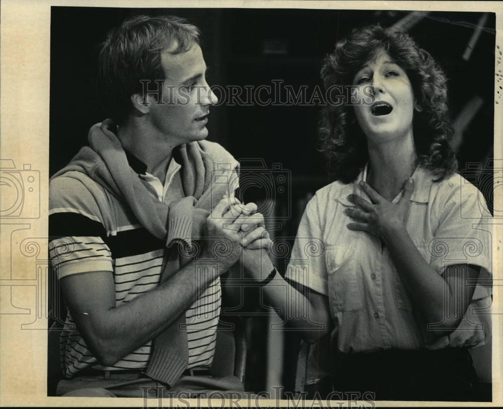 1985 Press Photo Rick Fustin &amp; Karen Berigan of The Village Players - mja11863- Historic Images