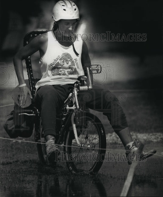 1991 Press PhotoJeanne Peckiconis,International Human-Powered Speed Championship - Historic Images