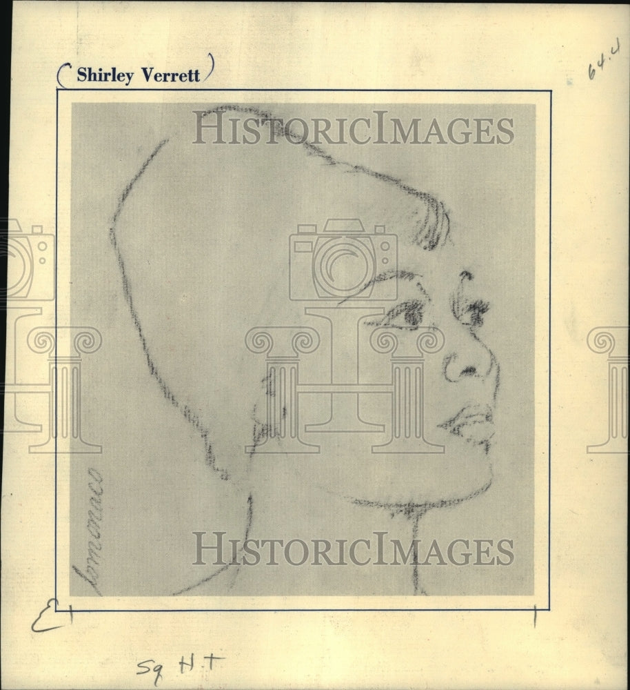 1966 Press Photo Shirley Verrett, charcoal drawing - mja13757-Historic Images