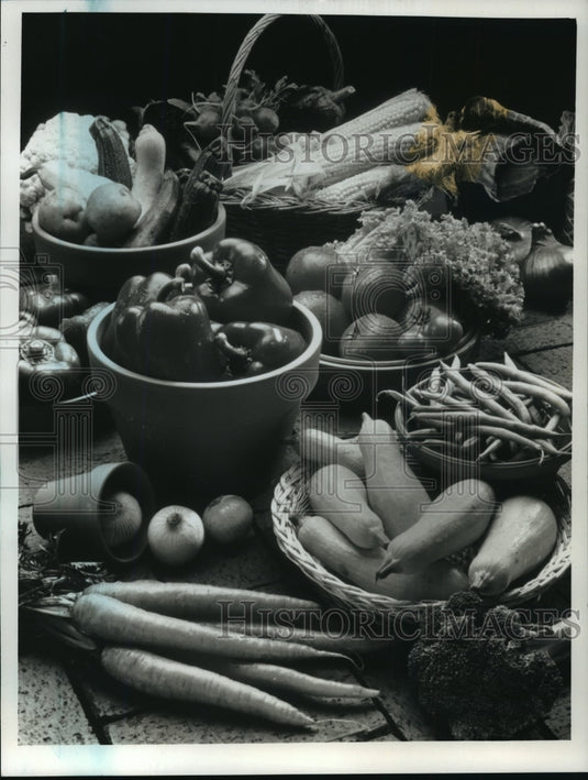 1993 Press Photo Summer's harvest of fruits & vegetables - mja13862 - Historic Images