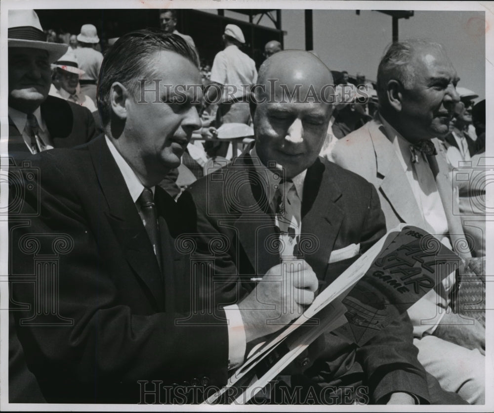 1955 Gov. Stratton enjoyed the game with Frank C. Verbest - Historic Images