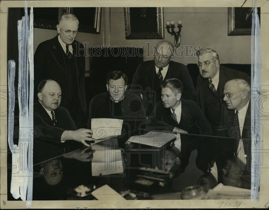 1937 Gov. La Follette, Prof. Edwin E. Witte, Rev. Francis J. Haas - Historic Images