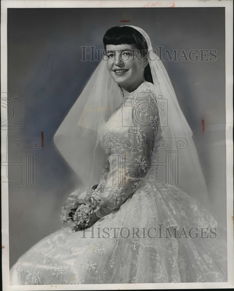 1954 Press Photo Mrs. Robert Gerard Bickel, the former Roberta Phelan - Historic Images