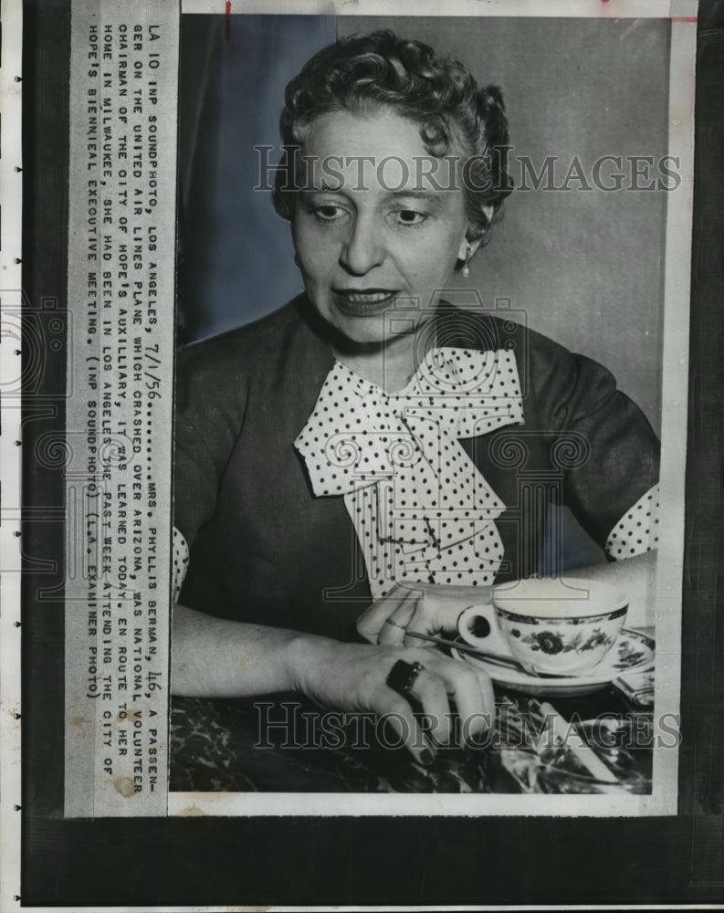 1956 Press Photo Mrs. Phyllis Berman, national volunteer chairman - mja15916 - Historic Images