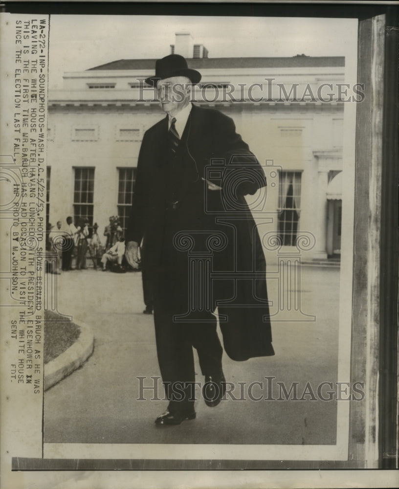 1953 Press Photo Baruch as he was leaving the White House after having luncheon-Historic Images