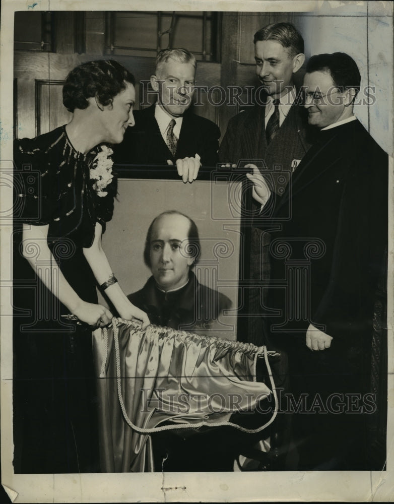 1937 Press Photo Eileen Orme, John A. Nielson, Frank Bruce, Rev. R.C. McCarthy-Historic Images