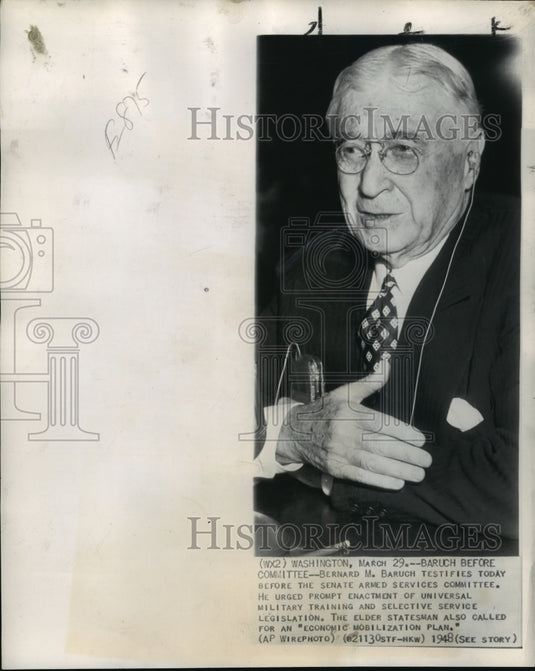 1948 Press Photo Bernard M. Baruch, America's great elder statesman - mja16182 - Historic Images
